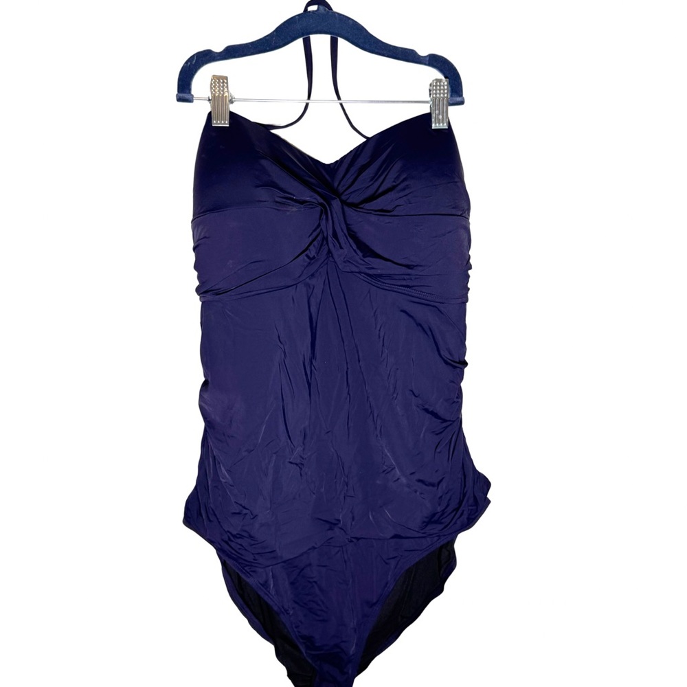 Hilor Women's Bandeau One Piece Swimsuits Front Twist Ruched Tummy Control 18